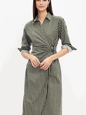 Ann Taylor LOFT Striped Wrap Shirtdress